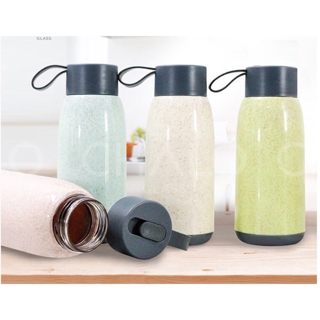 Chai thuỷ tinh 350ml bọc nhựa lúa mạch