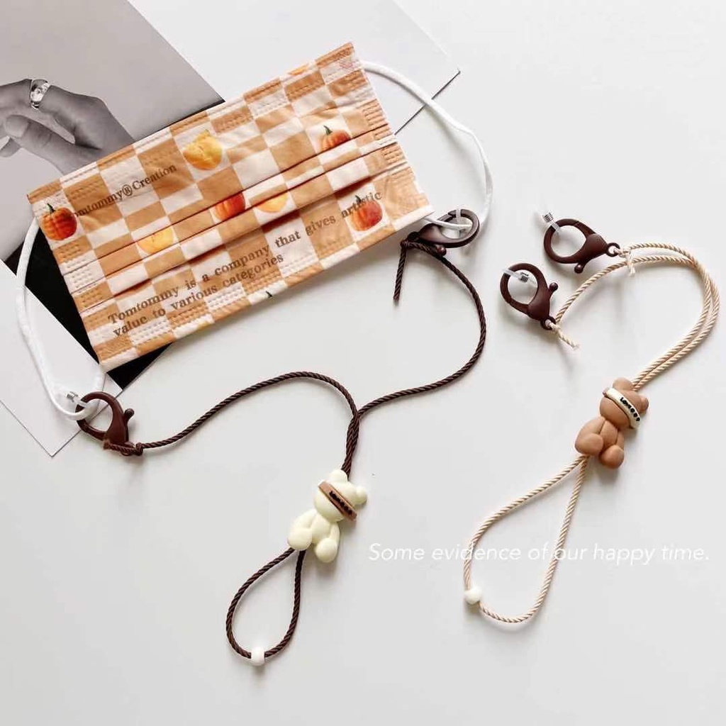Dây Đeo Mắt Kính / Tai Nghe Bằng Nylon Hình Gấu Hoạt Hình Sáng Tạo Kèm Móc Khóa