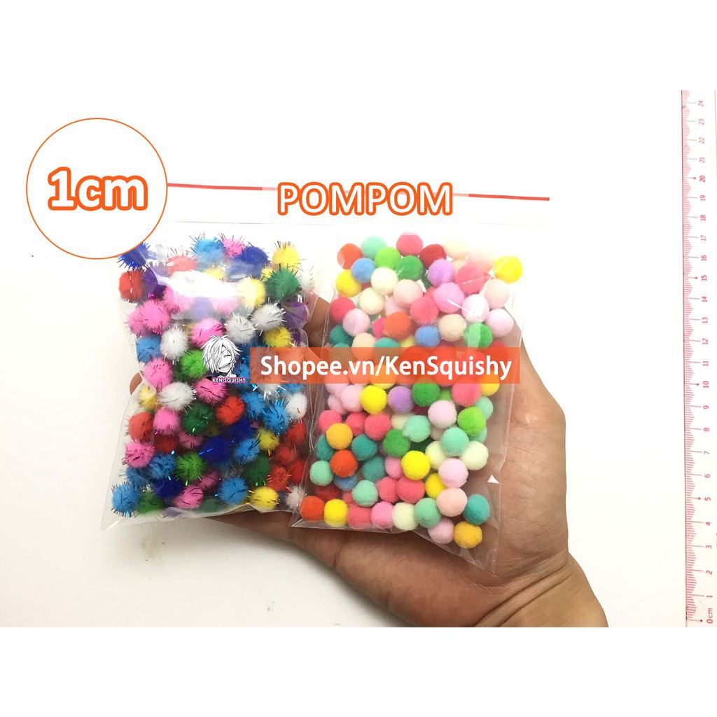 Pompom Đa Màu Nguyên Liệu Làm và Trang Trí Slime pom pom