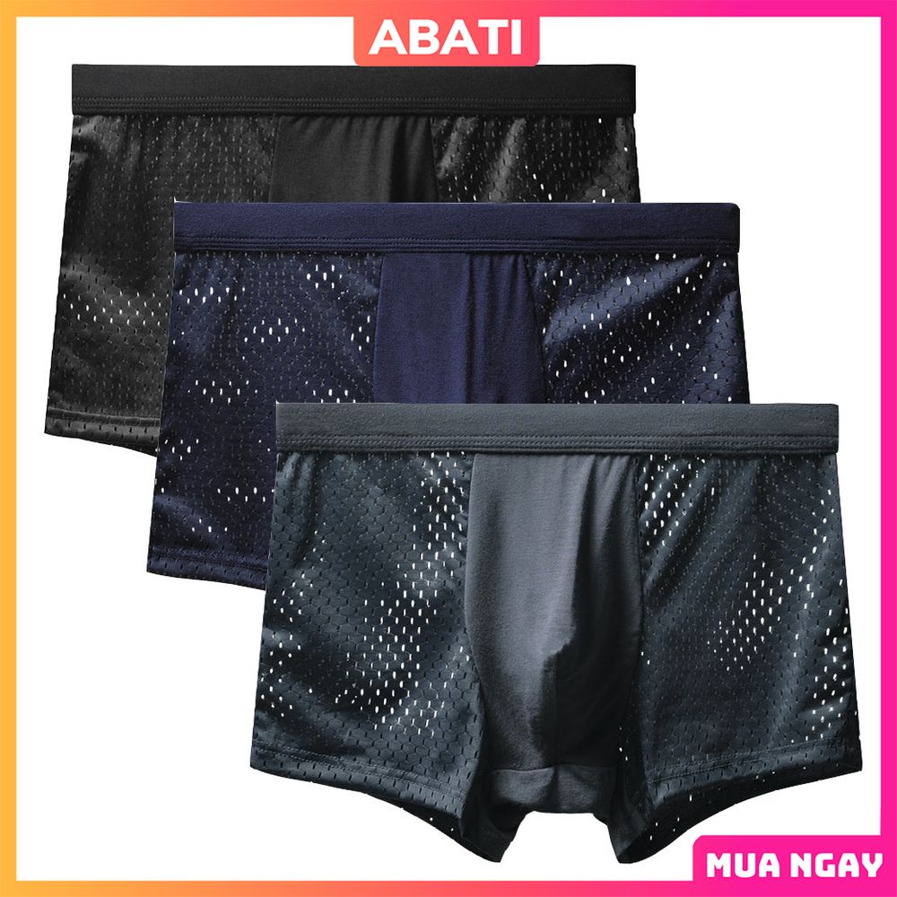 Quần sịp đùi nam thông hơi thoáng khí cotton cao cấp, Quần lót nam boxer thun lạnh chính hãng ABATI