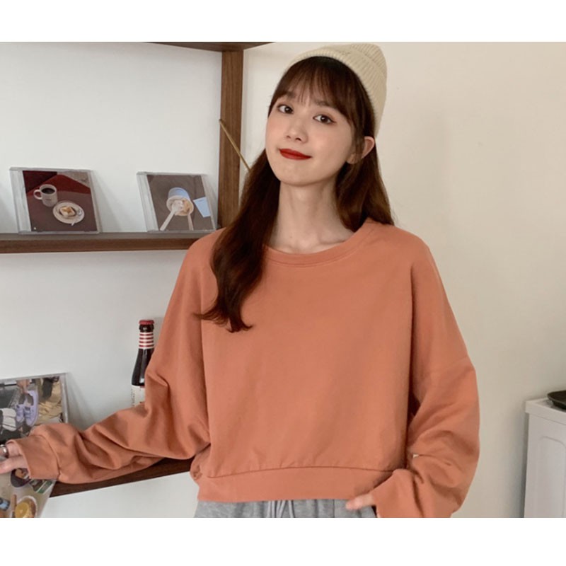 Áo Sweater Tay Dài Cổ Tròn Dáng Rộng Thời Trang Xuân Thu