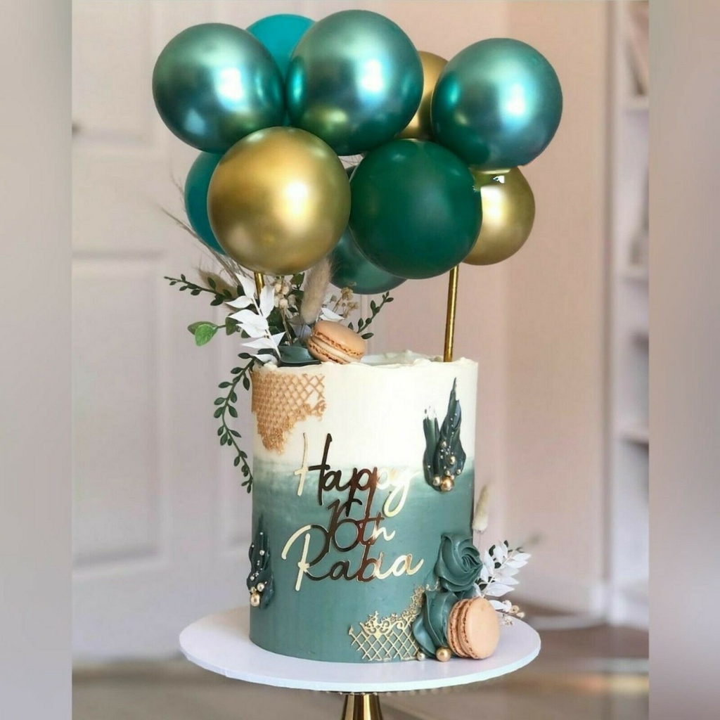Set Phụ Kiện Cắm Trang Trí Bánh Kem Sinh Nhật Màu Xanh Lá/Vàng