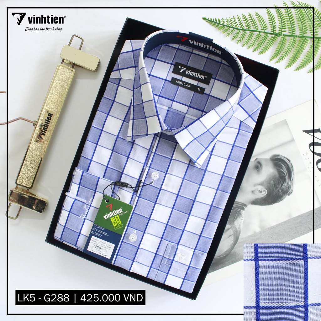 Áo Sơ Mi Dài Tay Caro Vải Bamboo Form Regular Vĩnh Tiến 425 | BigBuy360 - bigbuy360.vn