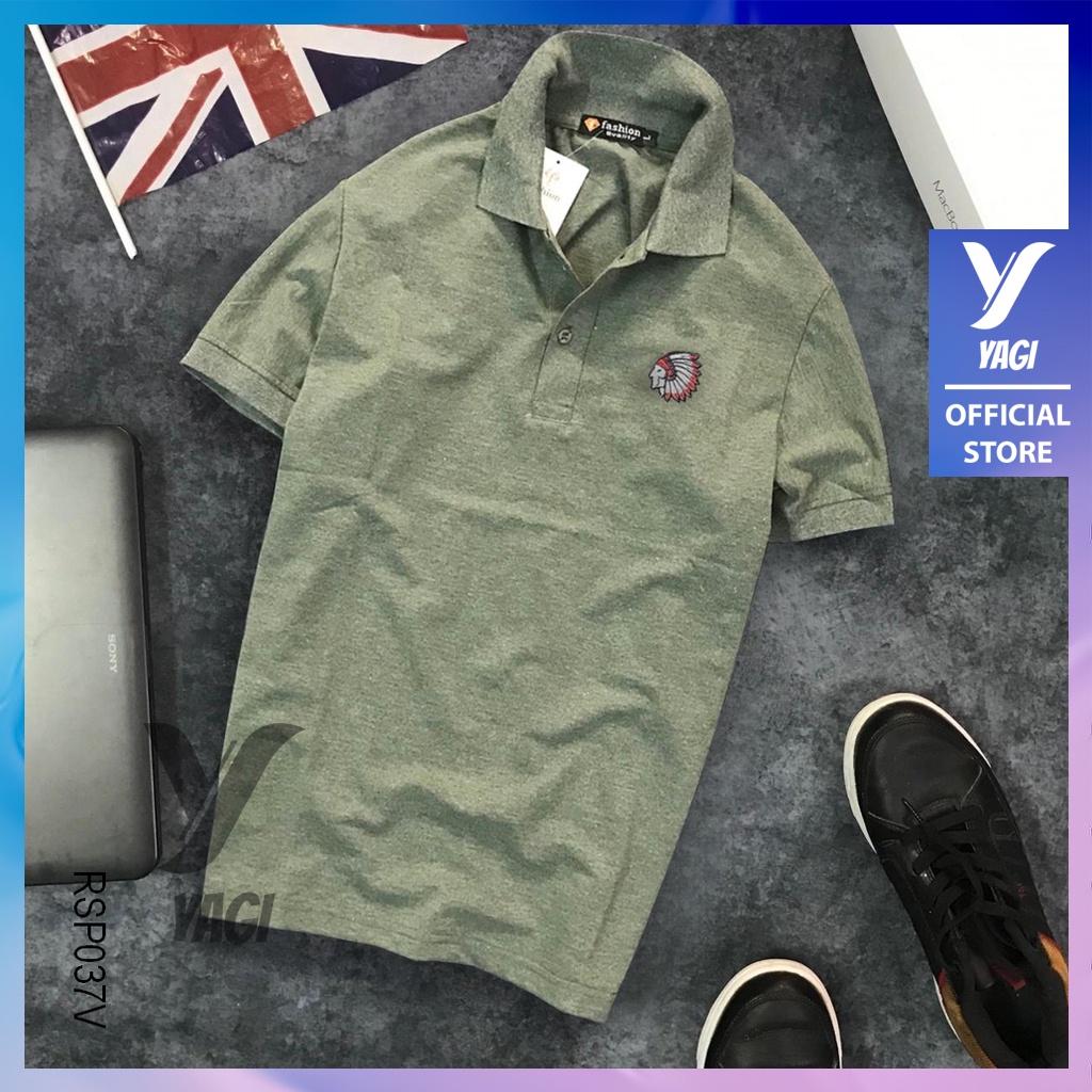 Áo thun nam có cổ ngắn tay đơn giản thổ dân RSP037 - áo polo nam YAGI