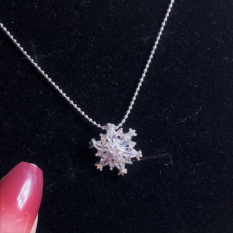 Dây chuyền bạc nữ mặt hoa tuyết lấp lánh, mẫu dây bi phong cách trẻ trung cá tính