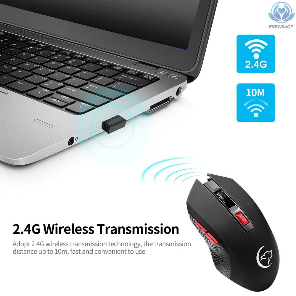 【enew】YWYT G817 Wireless Mouse 2.4G Wireless Gaming Mouse 2400DPI 6 Buttons Optical Ergonomic Mouse with USB Receiver for PC Laptop