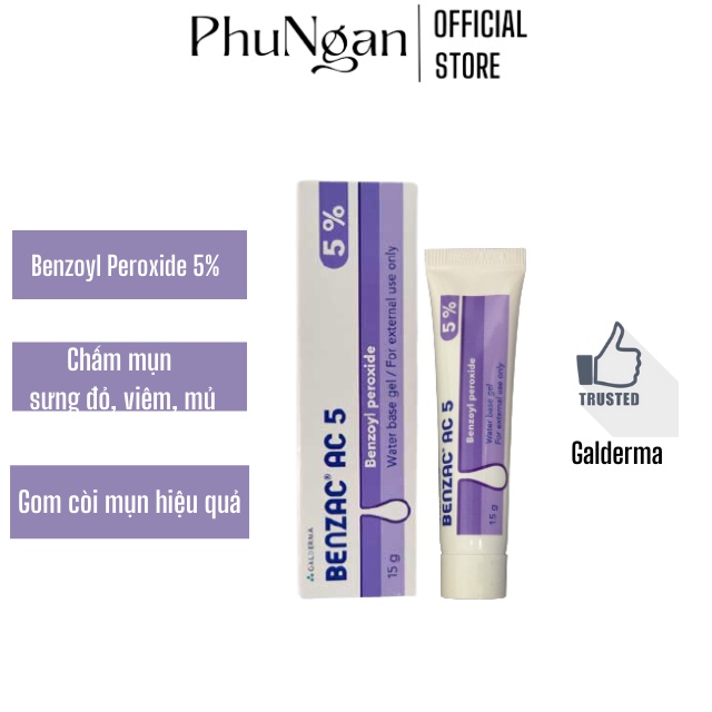 (Auth-Benzoyl Peroxide 5%)Kem Benzac AC 5 15g hỗ trợ làm giảm mụn