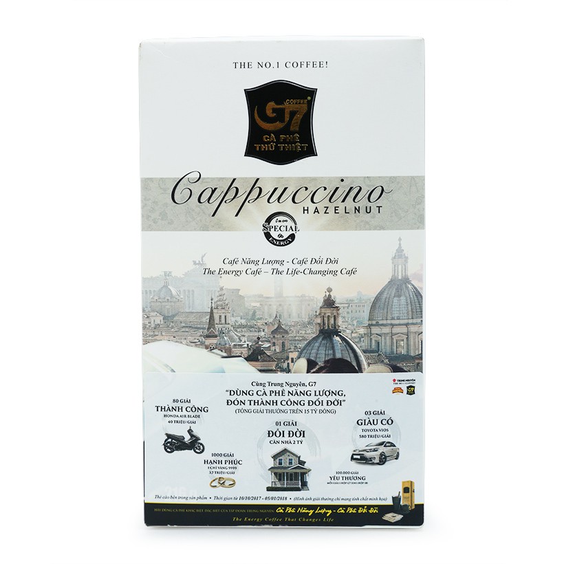Cà Phê Trung Nguyên Cappuccino hương Hazelnut hộp 216g(12 gói x 18g)