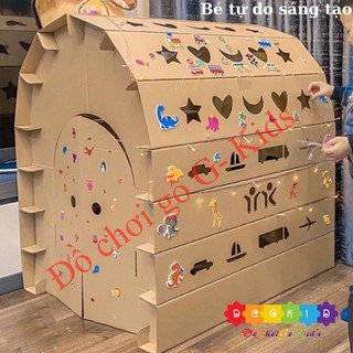 Nhà giấy carton lắp ráp không gian chơi cho bé