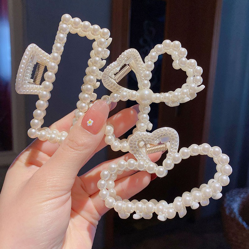 Kẹp Tóc Đính Ngọc Trai Bằng Nhựa Dễ Thương Cho Nữ