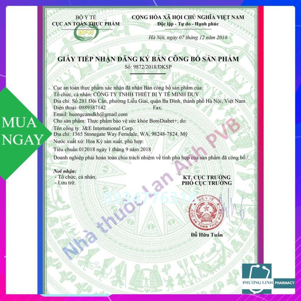 BoniDiabet - Hỗ trợ điều trị và ngừa biến chứng tiểu đường, giảm mỡ máu, giảm cholesterol.