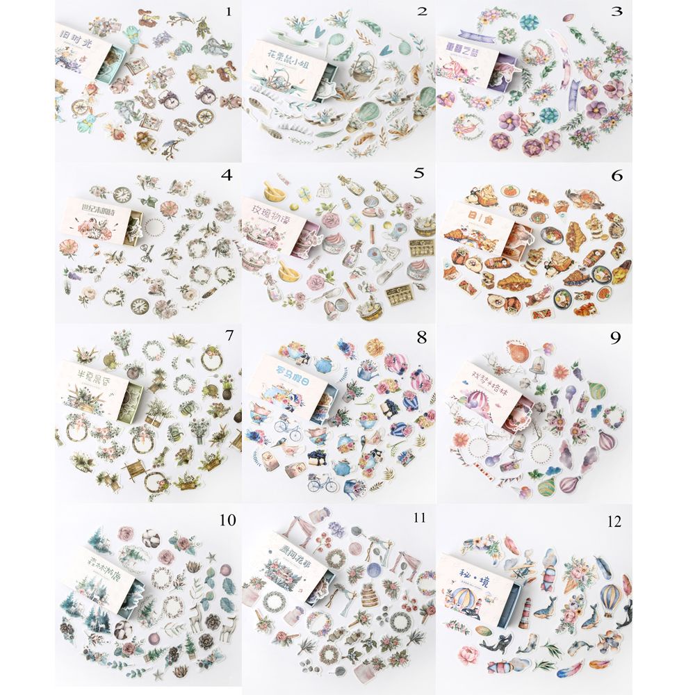 Set hộp 40 miếng dán trang trí album ảnh phong cách cổ điển xinh xắn