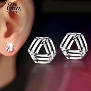 Ellastore lady Triangle Streamlined 925 Sterling Silver Ear Studs Earrings