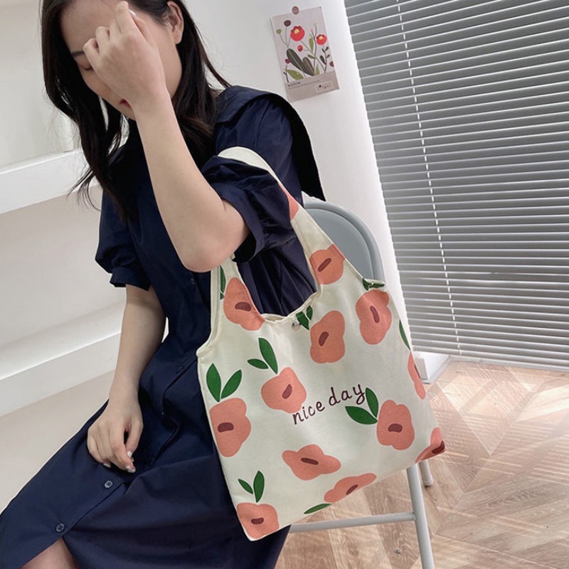 Túi Đeo Vai Bằng Vải Canvas Thiết Kế Nhỏ Gọn Tươi Mới Dành Cho Nữ