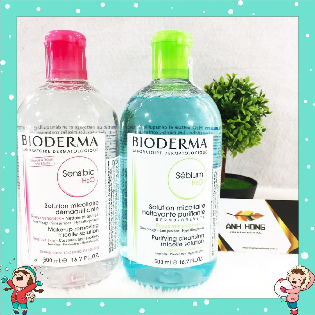 [DATE MỚI] Nước Tẩy Trang Bioderma H2O 500ml Créaline Hồng, Sébium Xanh [DATE MỚI] | BigBuy360 - bigbuy360.vn
