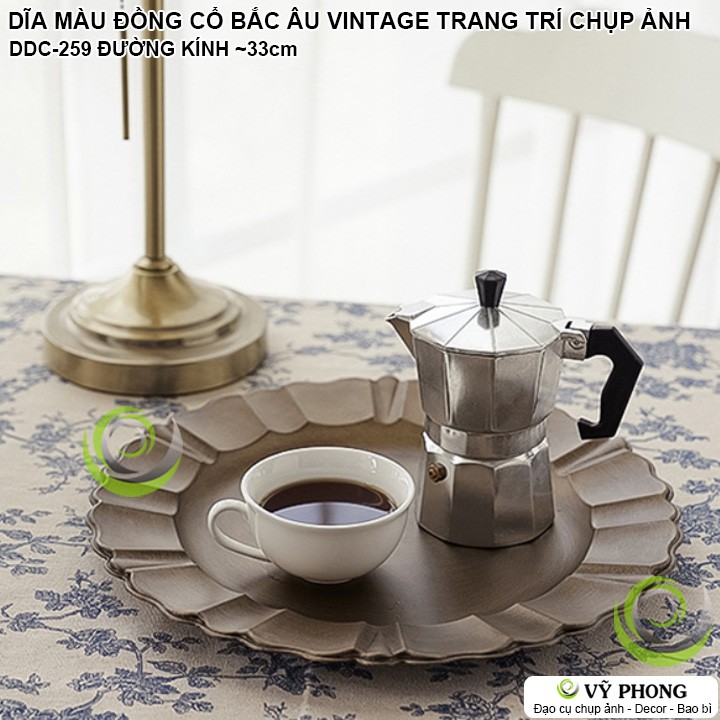 DĨA SƠN MÀU ĐỒNG CỔ KHAY NHỰA VINTAGE BẮC ÂU XƯA TRANG TRÍ DECOR BÀN ĂN ĐẠO CỤ CHỤP ẢNH SẢN PHẨM INS DDC-259