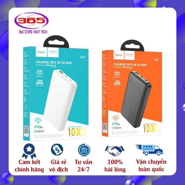 -Sạc dự phòng, pin sạc dự phòng chính hãng Hoco J87 10000mAh, sạc nhanh QC3.0-màn hình LED-BH 06 tháng