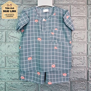 [size 12:28-32kg] Đồ bộ cho bé trai, quần áo trẻ em vải tole lanh đùi có tay- Tiệm nhà Nghi Linh