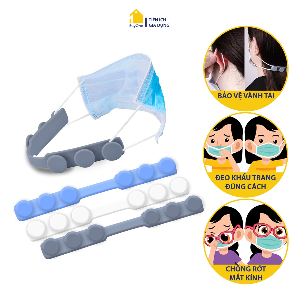 Dây đeo khẩu trang chống đau vành tai loại nút tròn có 6 nút điều chỉnh_BuyOne_BOPK201