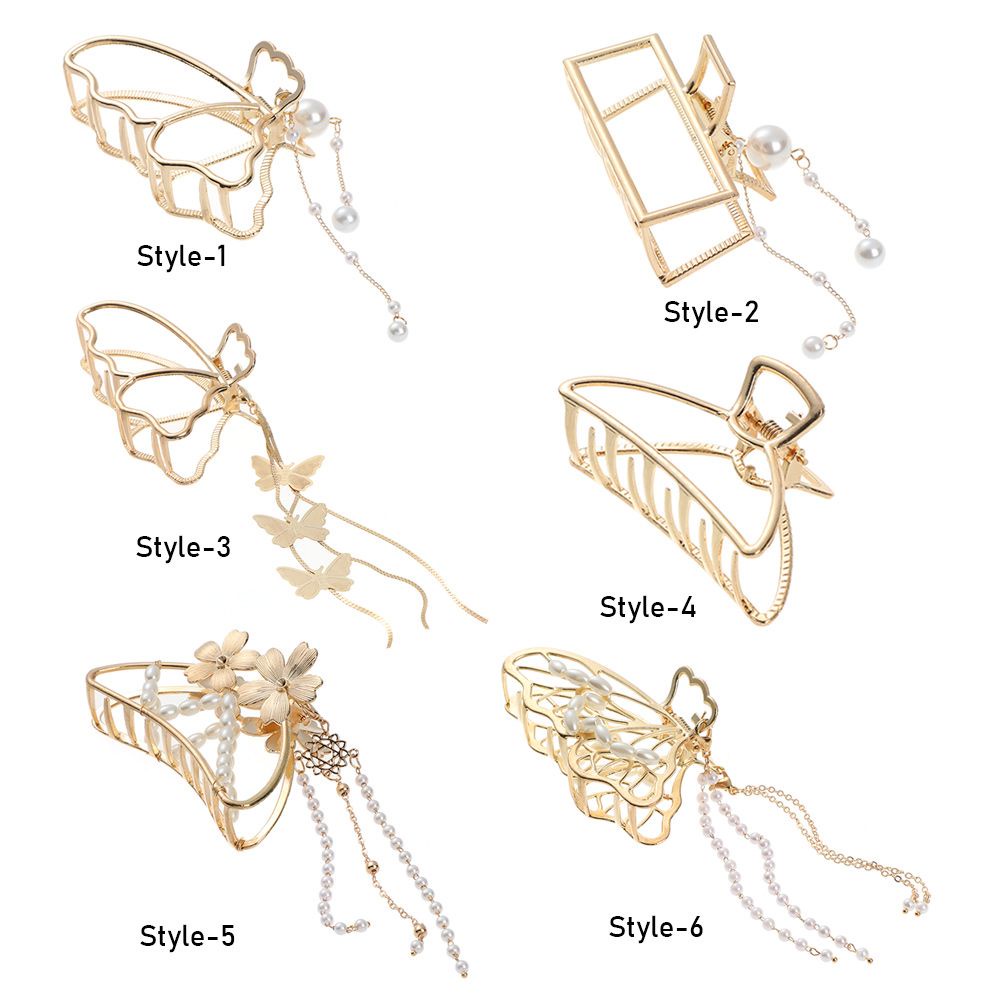 Kẹp Tóc Hợp Kim Hình Đuôi Cá Đính Ngọc Trai Phối Tua Rua Thời Trang