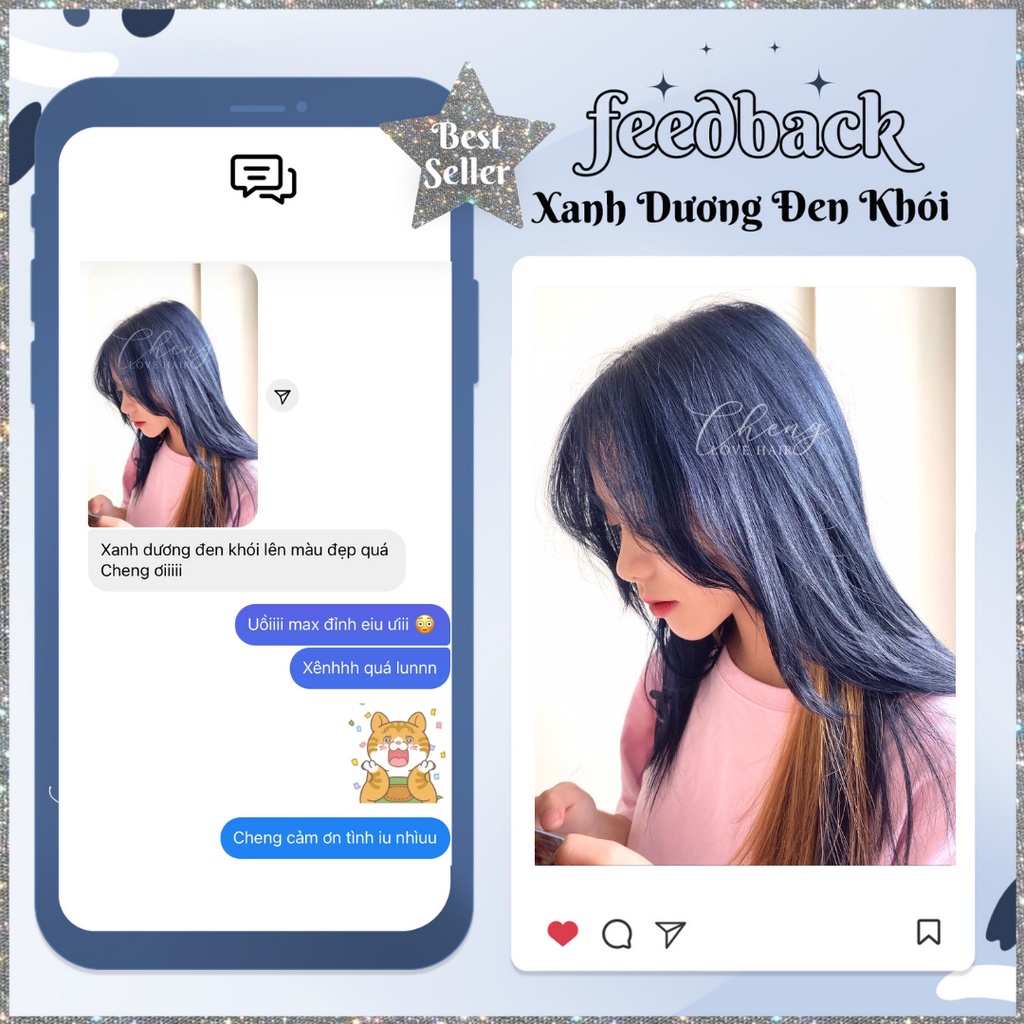 Thuốc Nhuộm Tóc Màu XANH DƯƠNG ĐEN KHÓI, Xanh Đen Khói Không Tẩy | Chenglovehair, Chenglovehairs