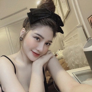 Bờm nơ nhung 2 tầng hàn quốc cao cấp. chất nhung mềm, sang trọng. màu đen - kẹp tóc nơ, phụ kiện tóc, bờm đính đá