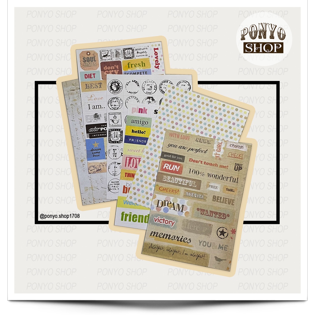 Bộ 6 sticker Message trang trí Handmade