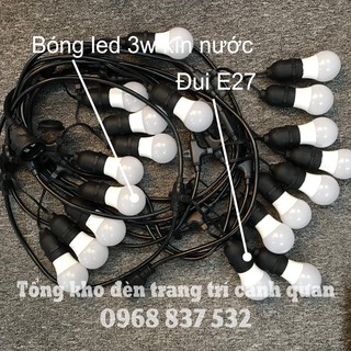 Bộ đui đèn trang trí ngoài trời 10m kèm 20 bóng 3w