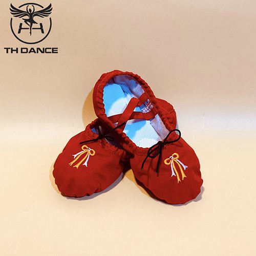 Giày múa Ballet trẻ em | Giày múa ballet màu đỏ thêu nơ