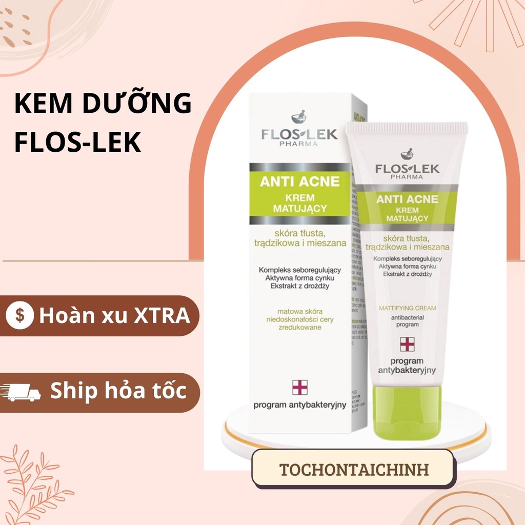 Kem kiểm soát dầu và điều tiết nhờn Floslek Anti Acne Mattifying Cream 50ml