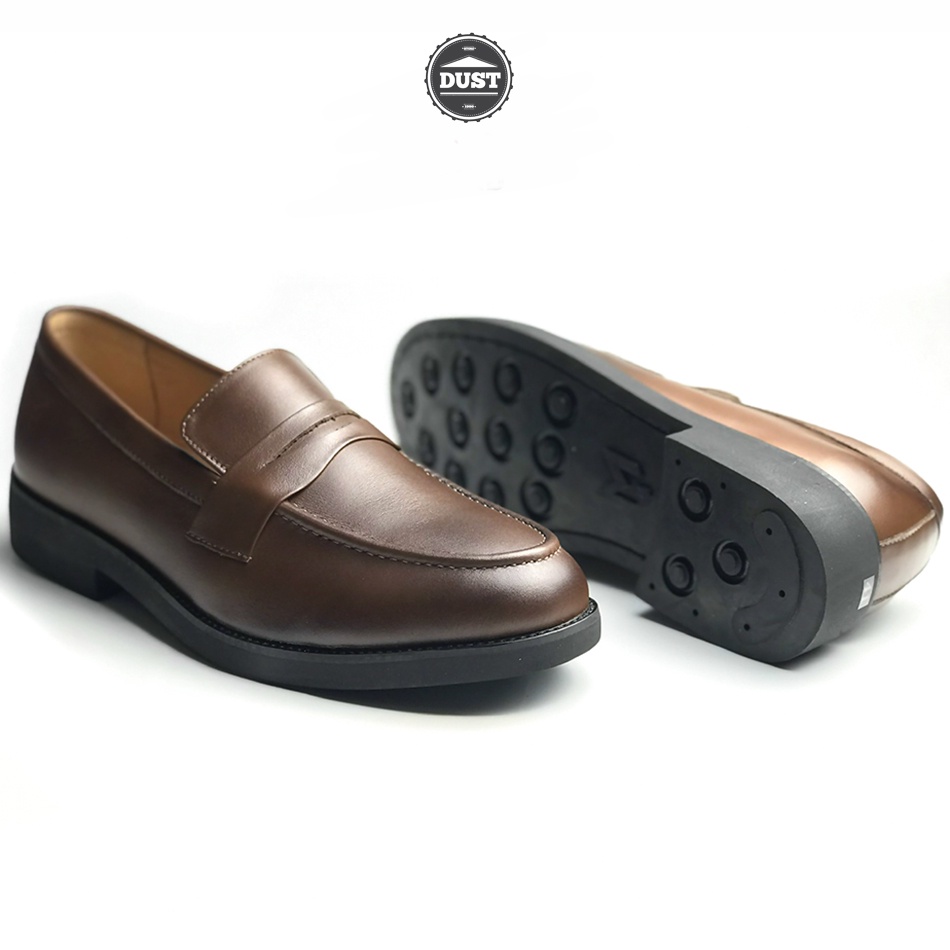 Giày lười nam da bò cao cấp thời trang hàn quốc penny loafer mad nâu