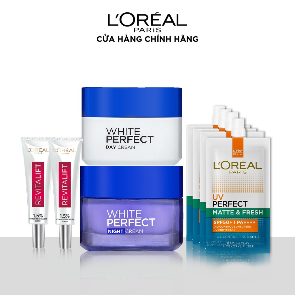 [Mã FMCGMALL giảm 8% đơn 250K] Bộ dưỡng trắng và siêu cấp ẩm căng mịn da L'Oreal Paris Aura Perfect