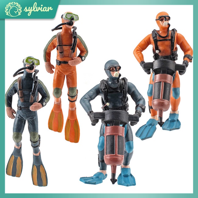 [sylviar] Mô Hình Thợ Lặn Sống Động Như Thật Bằng Nhựa Cứng Cho Nhà Búp Bê Explorer