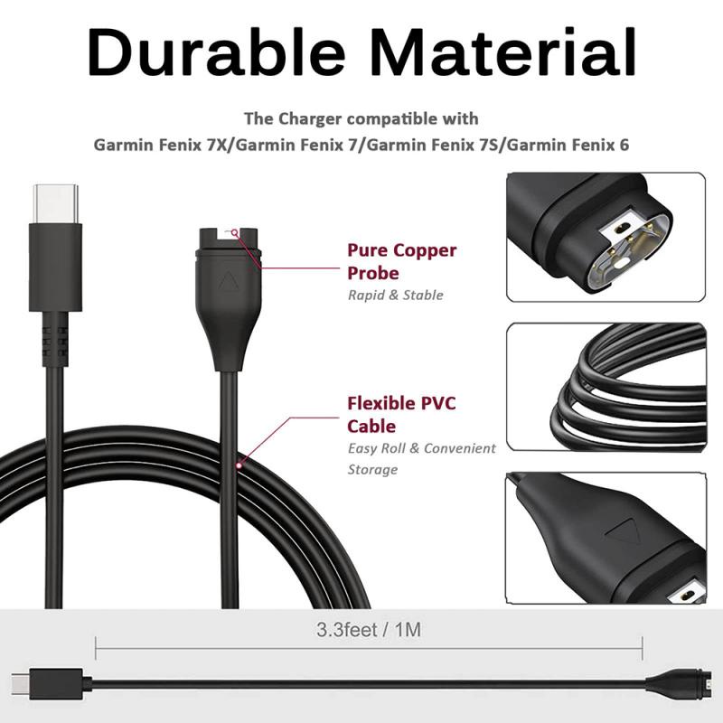 Đế sạc Hdoorlink có cáp USB 1m cho đồng hồ thông minh Garmin Fenix 5 5S 5X 6 6S 6X + Venu Vivoactive 4 3 945 245 45