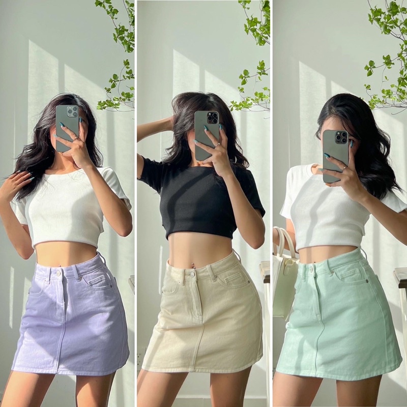 Chân váy jeans lót quần