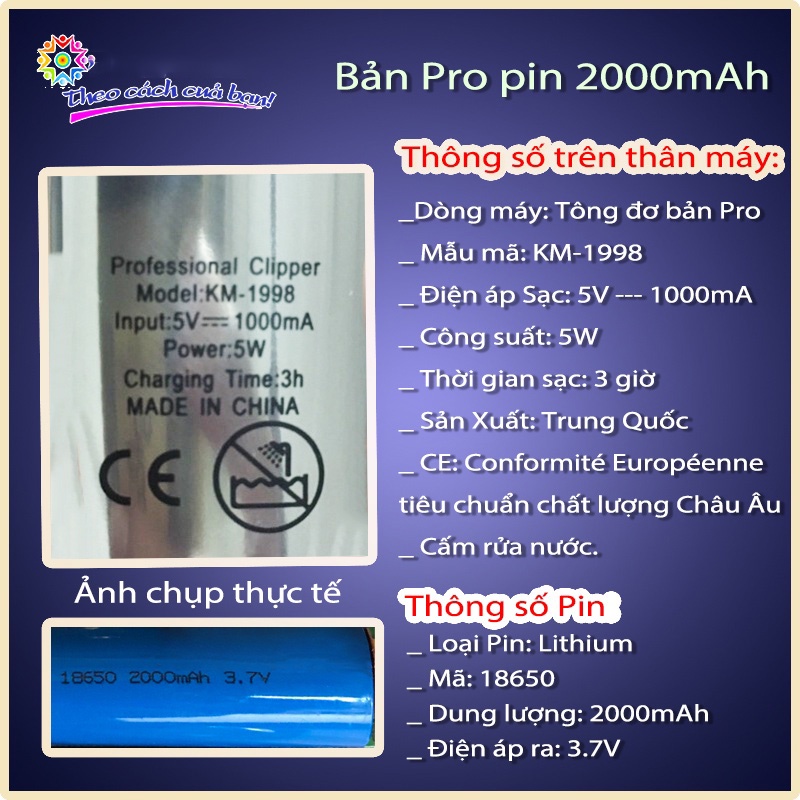 [Video Review] Tông đơ cắt tóc chuyên nghiệp Kemei KM-1998 phiên bản pro Pin 2000mAh, máy siêu nhẹ siêu mạnh siêu êm