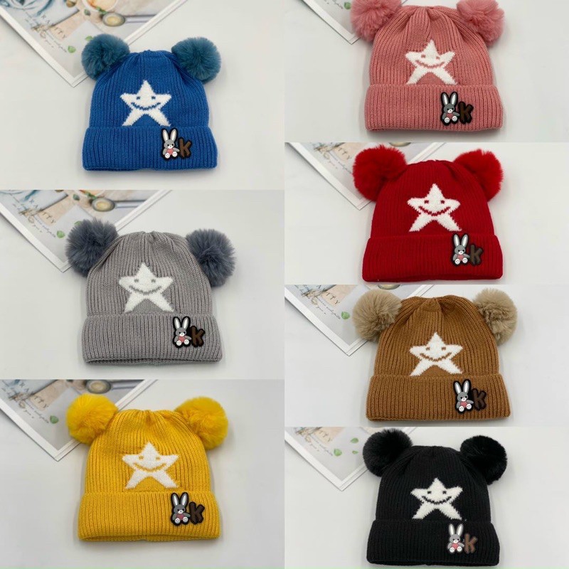 Mũ len quả bông cho bé từ 5 tháng-4 tuổi