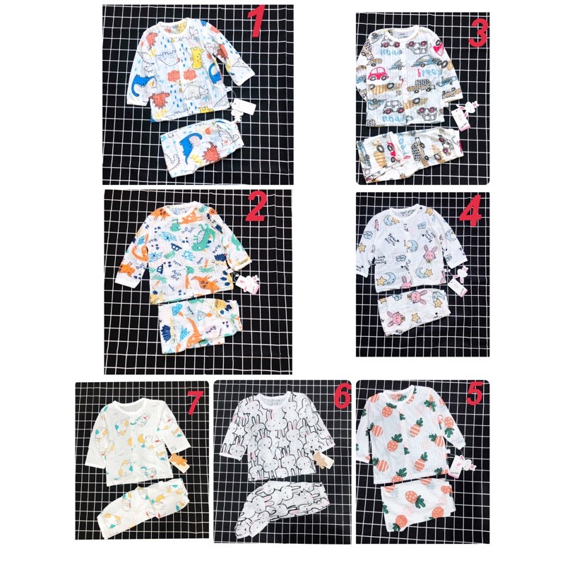 Bộ đồ cotton giấy dài tay Quảng Châu cho bé trai, bé gái sơ sinh, 1,2 ,3 tuổi BABYSTORE88