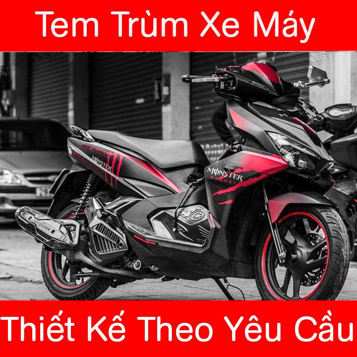Tem Trùm Air Blade Đen Đỏ Nhám Monster