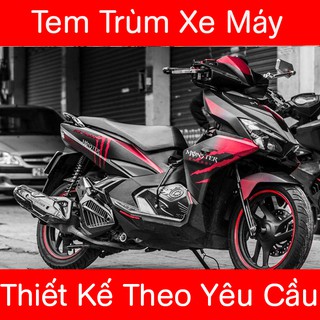 Tem Trùm Air Blade Đen Đỏ Nhám Monster