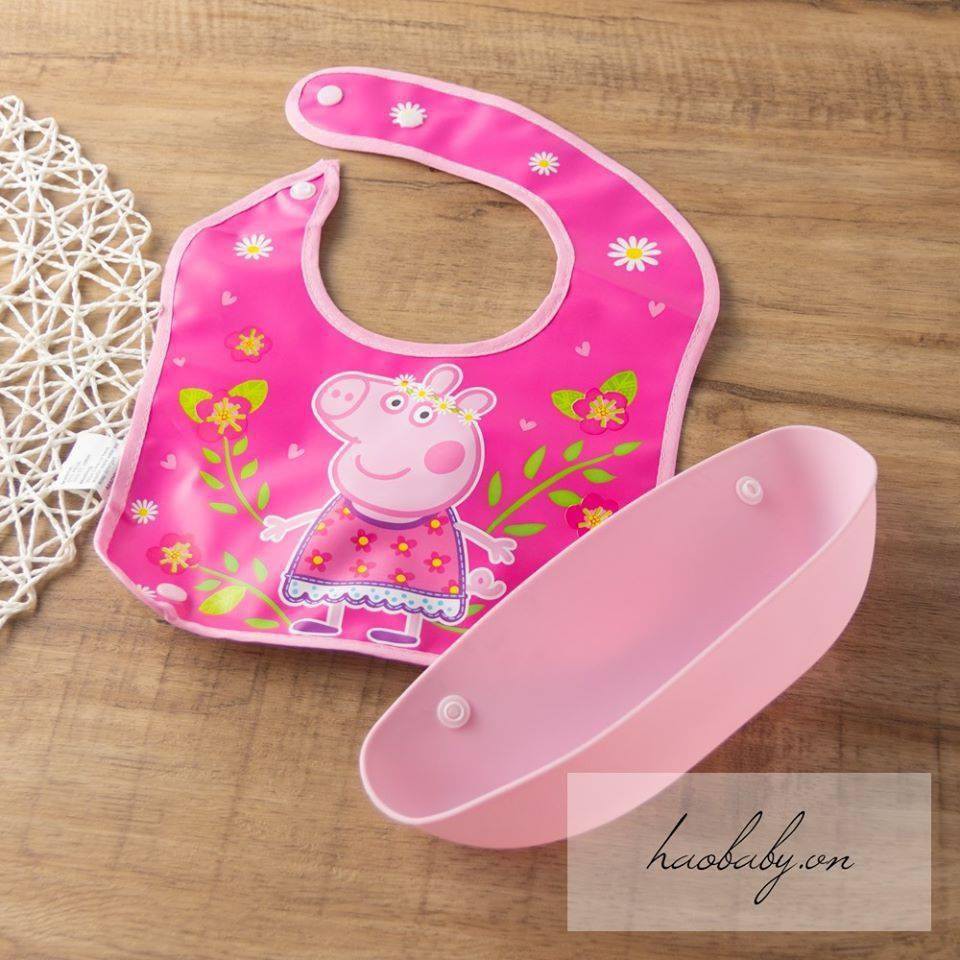 [Haobaby shop] Yếm ăn dặm có máng cho bé