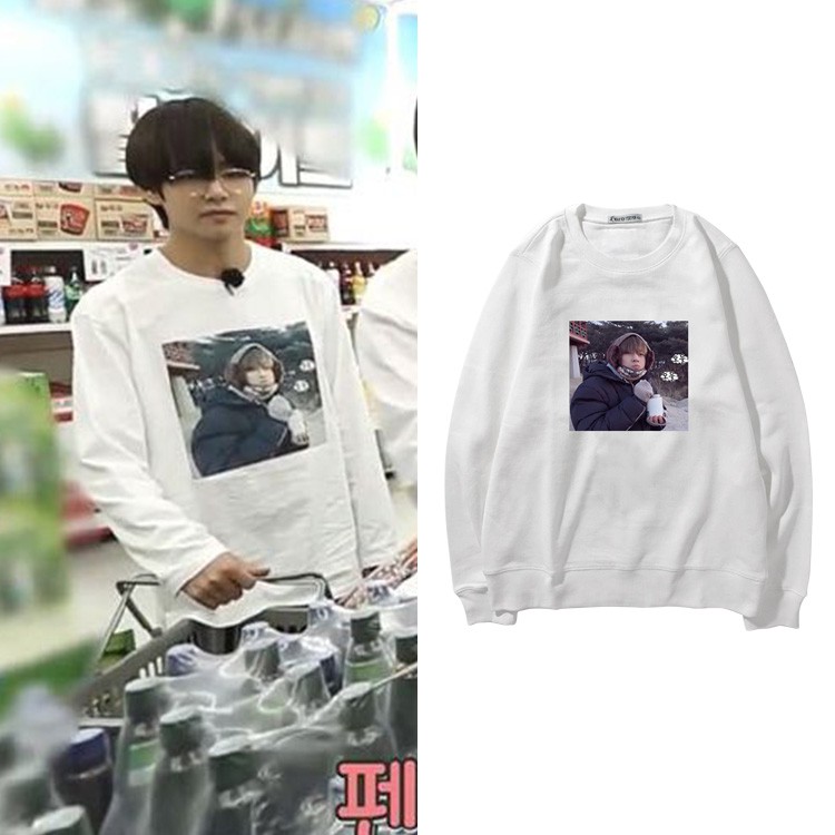 ẢNH THẬT ÁO SWEATER BTS RUN IN HÌNH TAEHYUNG V