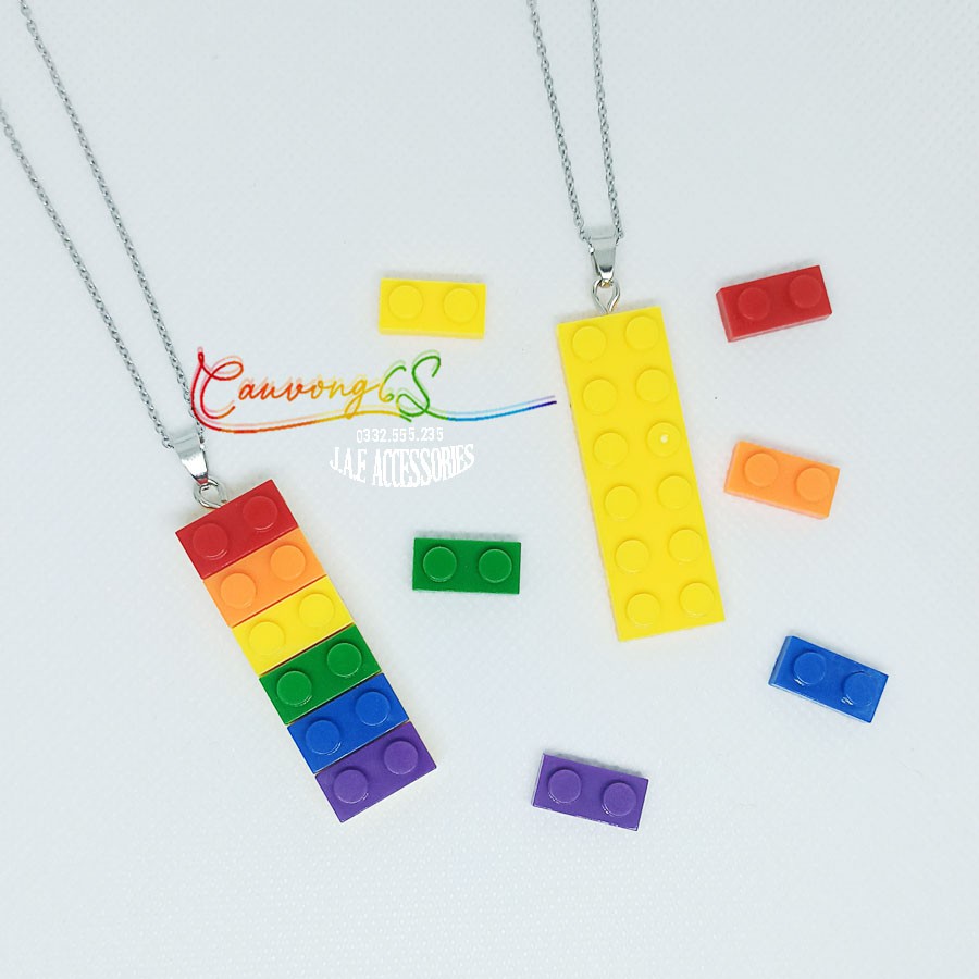 Dây chuyền mặt lego cầu vồng LGBT, thép titan không rỉ (ảnh thật)