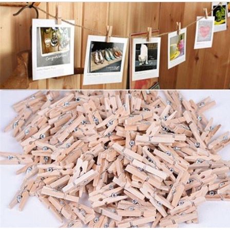 Bộ 10 kẹp gỗ treo ảnh, poster tặng kèm dây treo