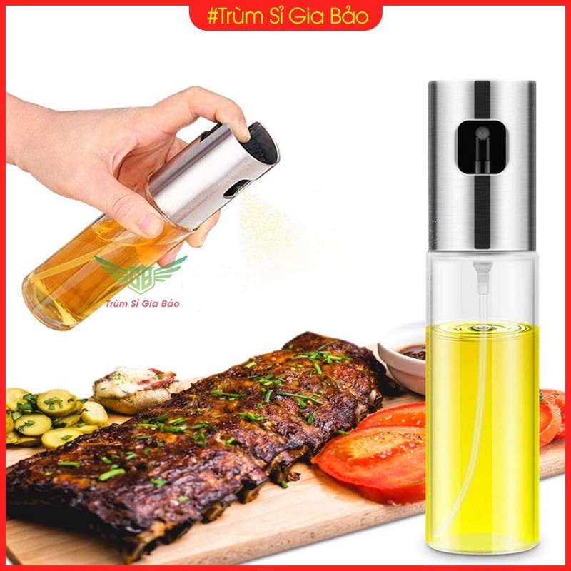 Bình xịt dầu ăn thuỷ tinh dung tích 100ml , chai lọ phun dầu lên thực phẩm dùng cho nồi chiên không dầu nhà bếp.