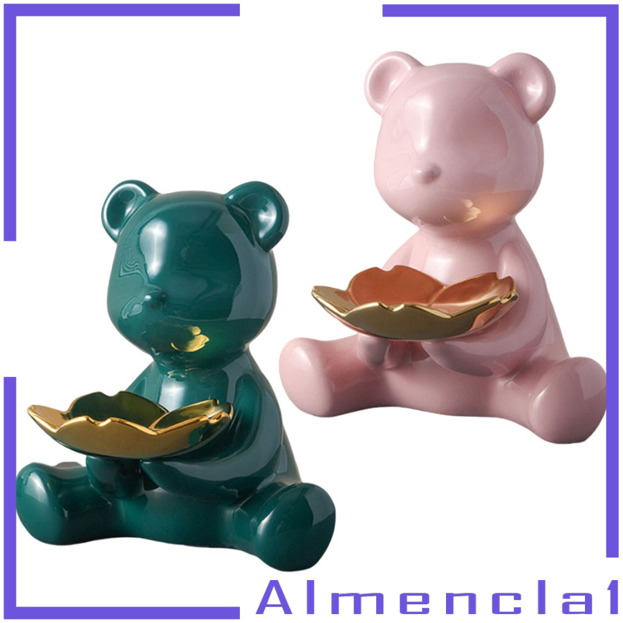 [ALMENCLA1]Modern Key Storage Bear Figure Statue Figurine for Candy Container Holder Pine