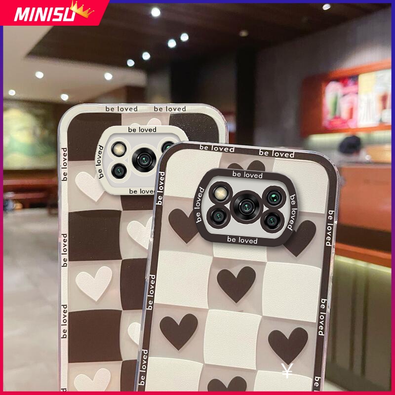 Ốp Điện Thoại Silicon Họa Tiết Sọc Caro Trắng Đen Hình Trái Tim Cho Xiaomi Poco X5 X3 Pro NFC C40 Mi 12T 11T 10T Pro 11Lite