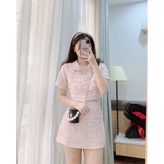 Set dạ tay ngắn (xanh; hồng)