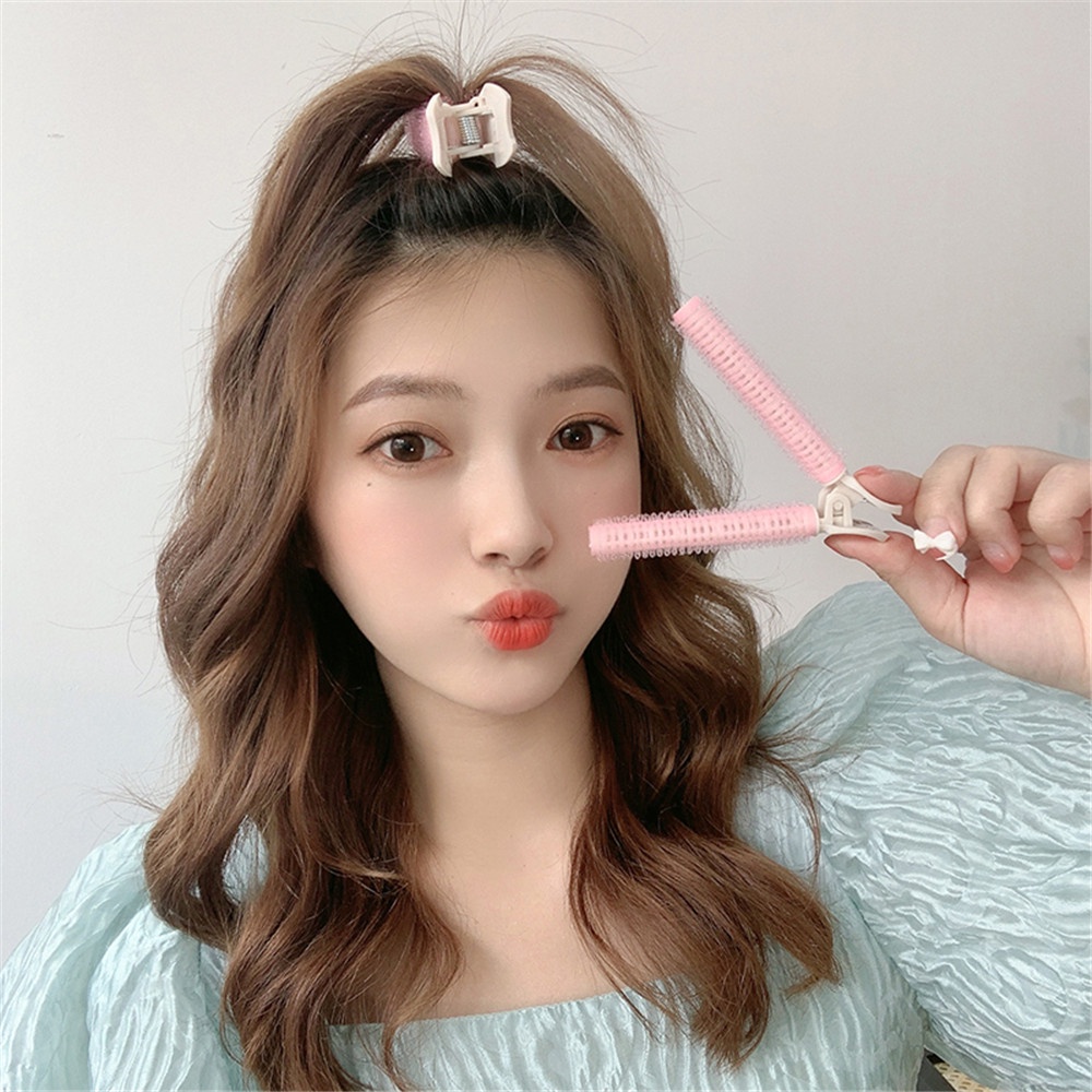 Bộ 2 lô uốn tóc xoăn phồng chân tóc tự dính không gãy tiện dụng kẹp cố định mái