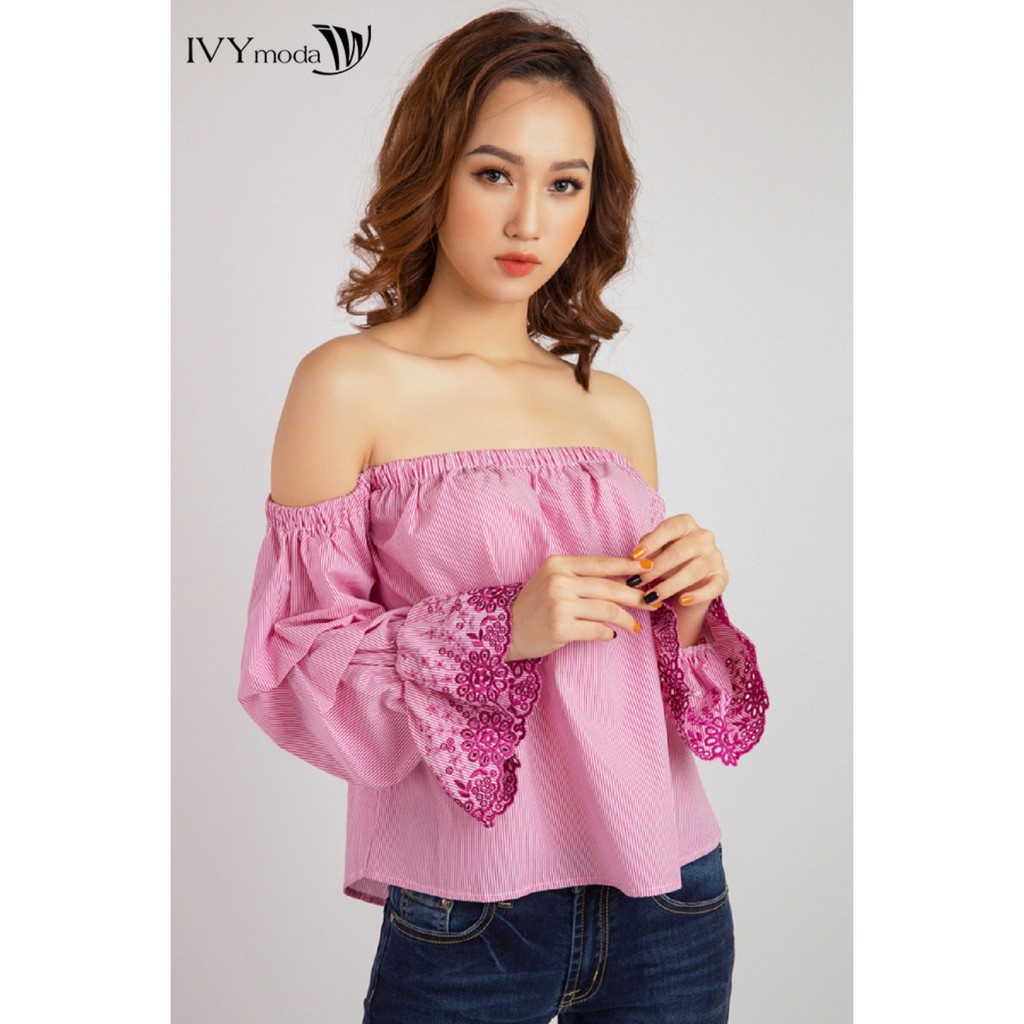 Áo sơ mi nữ trễ vai IVY moda MS 17M1905